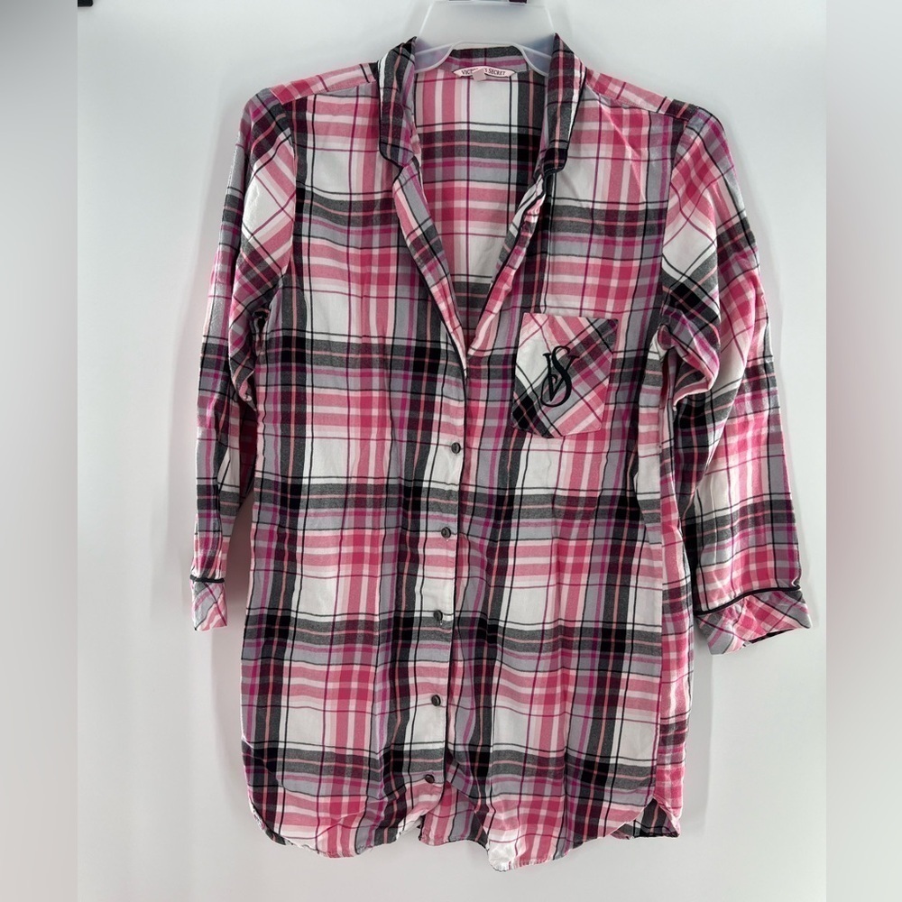 VICTORIA SECRET PLAID SHIRT SLEEP-DRESS SMALL